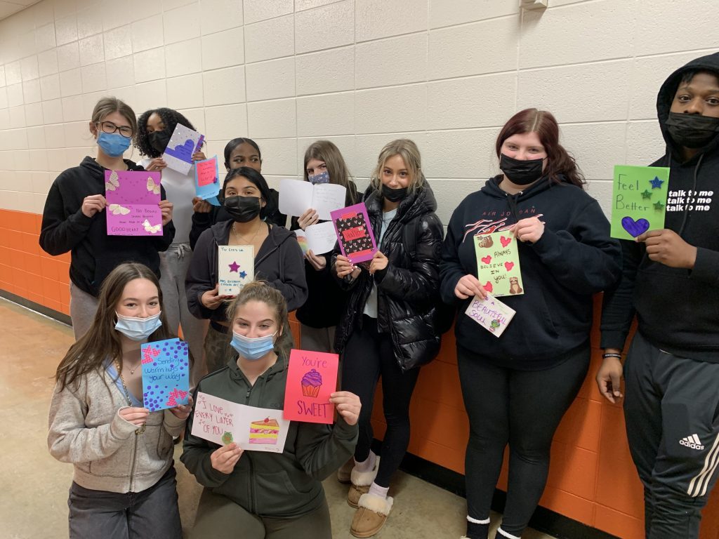 Shepard yoga students at the high school, 13049 S. Ridgeland Ave., Palos Heights, participated in Cardz for Kidz, a collection and distribution of uplifting cards to all ages of people across the globe. (Supplied photos)