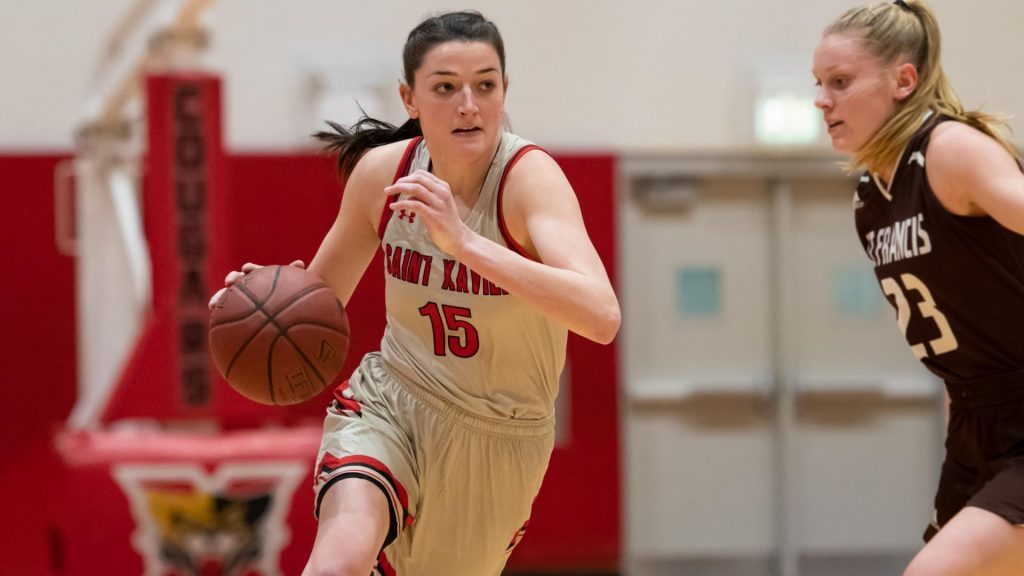 Claire Austin and SXU's women's basketball team play in in the opening round of the NAIA Tournament on Friday in Nebraska. Photo courtesy of St Xavier University