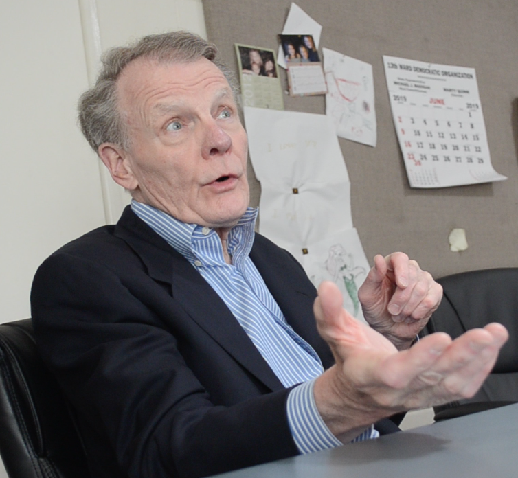 Former Illinois House Speaker Michael J. Madigan speaks with a Clear-Ridge Reporter &amp; NewsHound reporter on an unrelated topic in a 2019 interview. --File photo