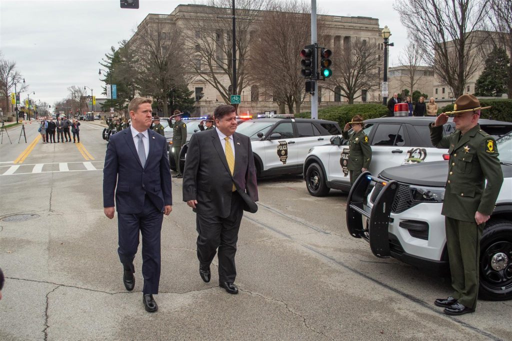 Pritzker commemorates 100 years of Illinois State Police as crime remains campaign flashpoint