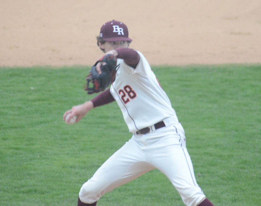 Purdue-bound junior Cole Van Assen fires a pitch for Brother Rice against Providence last week. (Photo by Jeff Vorva)