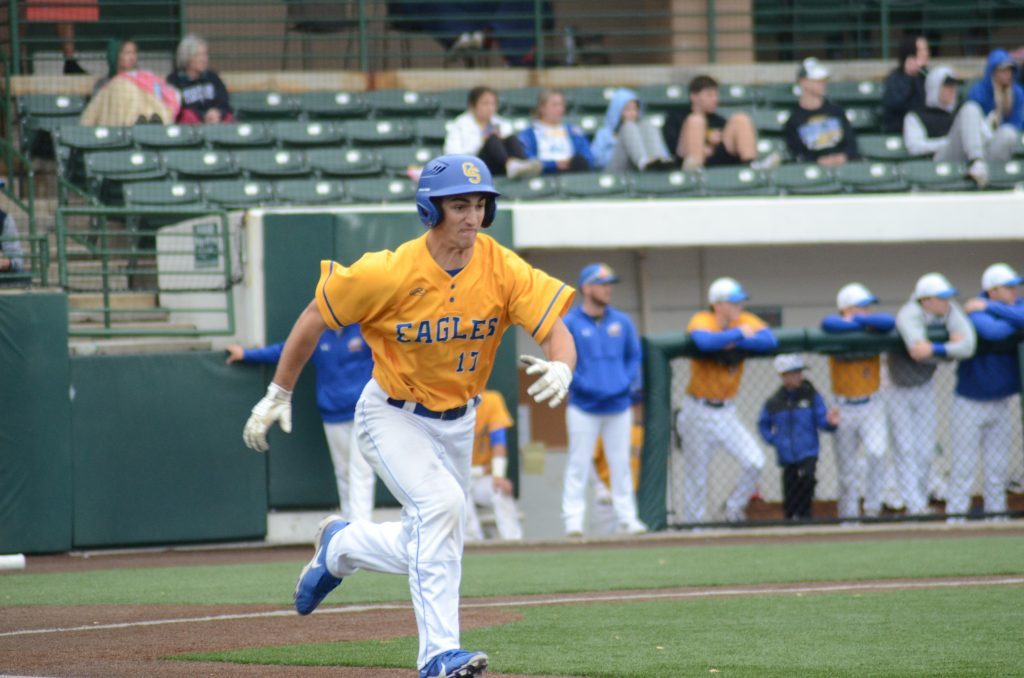 Sandburg's Jeremy Johnson, the hero of a semifinal win over Homewood-Flossmoor, legs out a hit in a 6-3 loss to Lockport on Saturday at Ozinga Field. Photo by Jeff Vorva