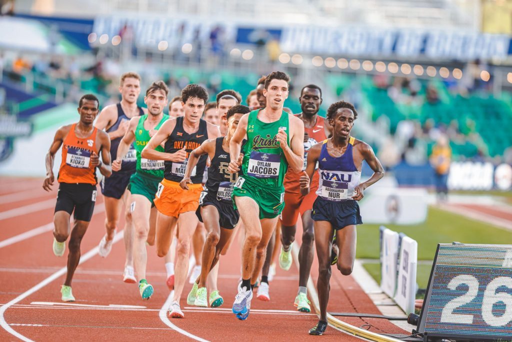 Dylan Jacobs won an NCAA championship in the 10,000-meter run on June 8. Photo courtesy of the University of Notre Dame