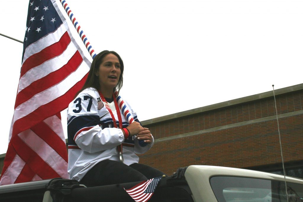 Abbey Murphy, a member of the U.S. women's Olympic hockey team, was the grand marshal at the 52nd annual Independence Day Parade in Evergreen Park last year. (Photo by Joe Boyle)