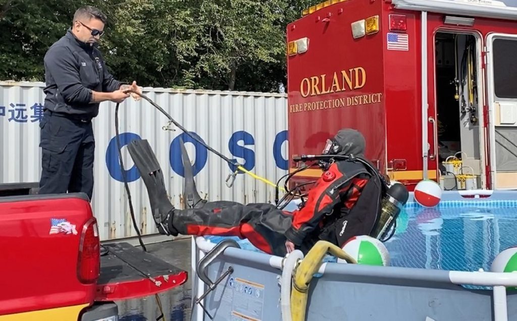 regional orland fire open house 2022 Orland Fire dive team demonstrate how they perform a water rescue