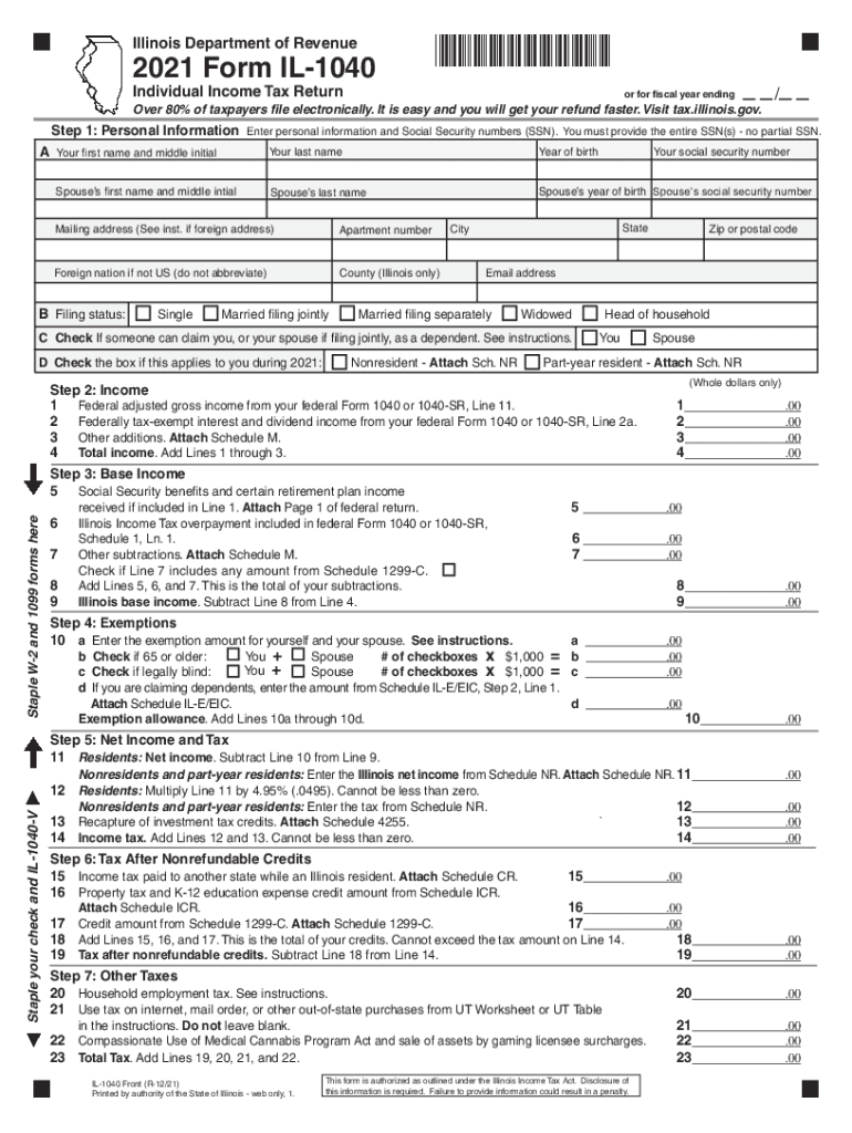 Illinois State Tax Form 2023 Printable Forms Free Online