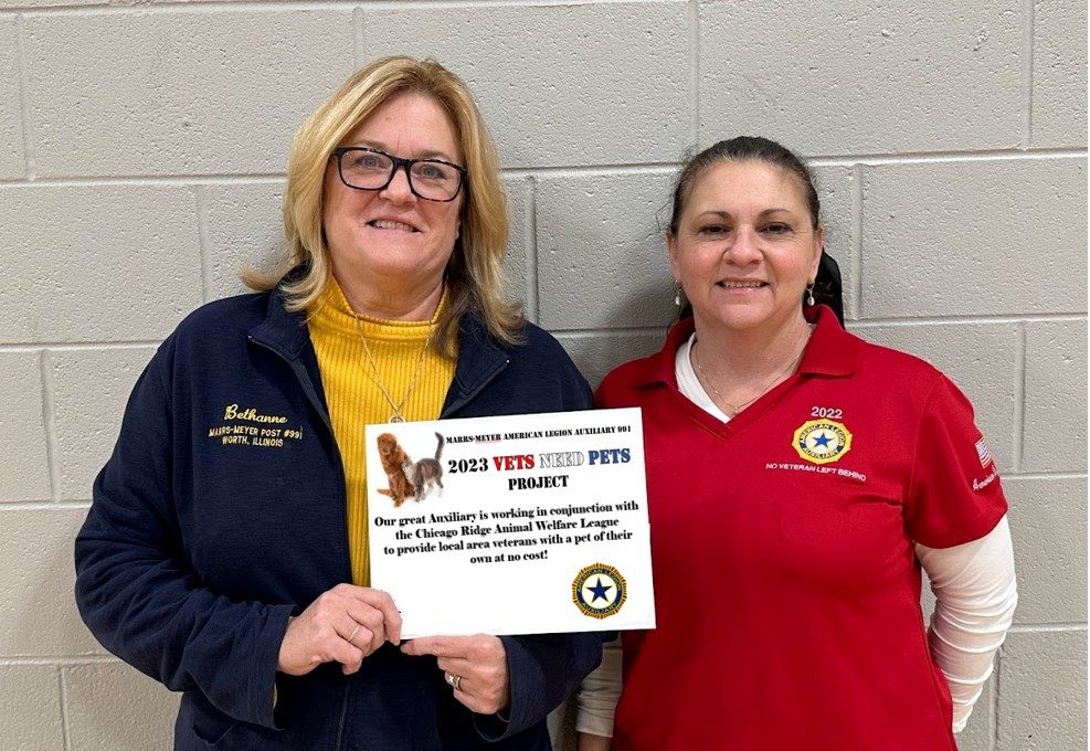 Bethanne Lode, secretary and treasurer of American Legion Auxiliary Unit 991, and Lea Morsovillo, Auxiliary President, promote the Auxiliary's Vets Need Pets Project. (Supplied photos)