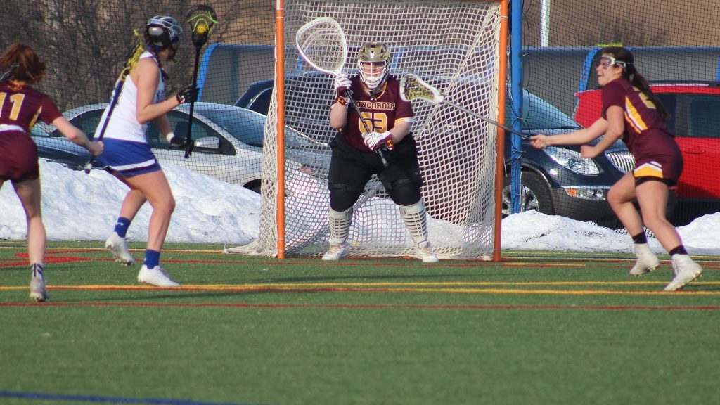 Nazareth graduate Ryan McGee, a goalie for the Concordia Chicago women’s lacrosse team, was named to the All-Northern Athletics Collegiate Conference First Team. Photo courtesy of Concordia University Chicago Athletics
