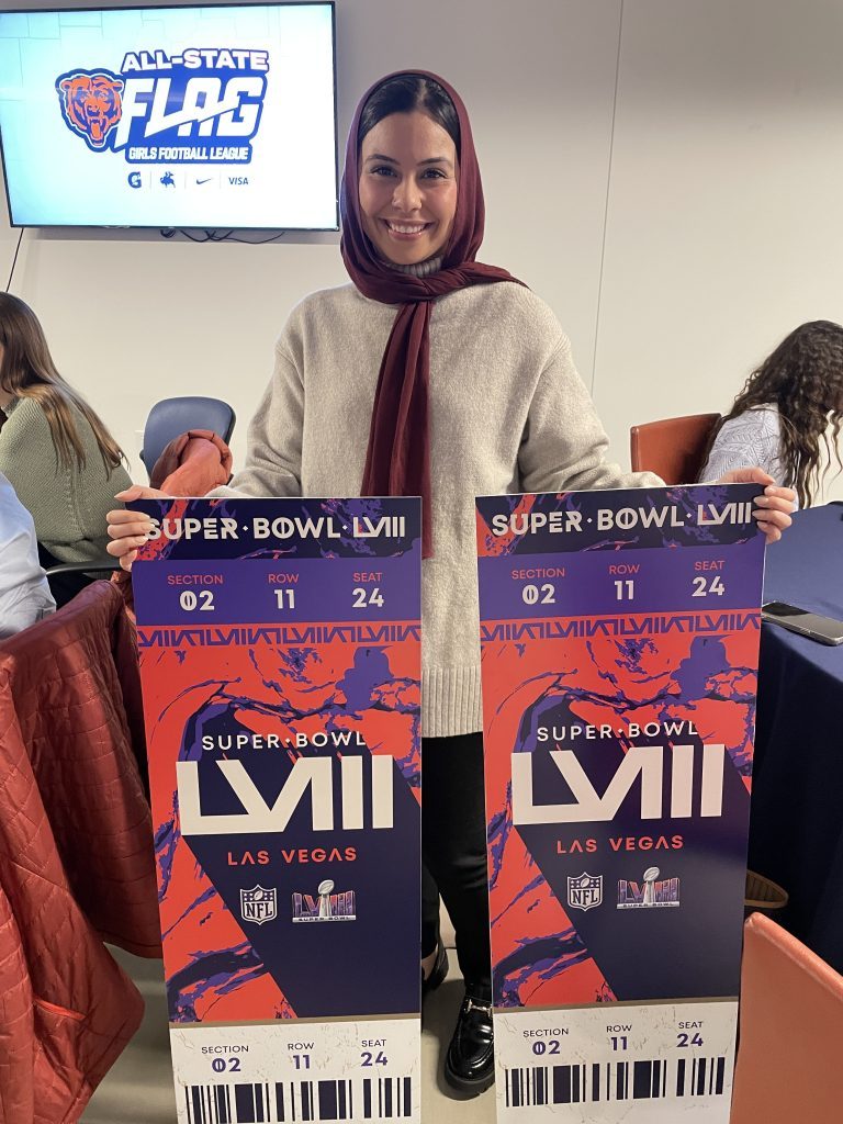 Stagg flag football coach Saja Alnajjar received two tickets to the Super Bowl from the Chicago Bears. District 230 photo 