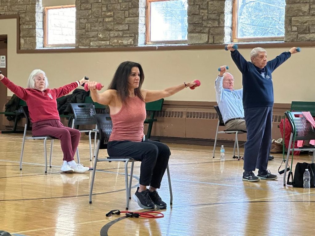 Palos Park Mayor Nicole Milovich-Walters worked out with the Senior Wellness Club as part of the Move with the Mayor Program. (Photos by Kelly White)