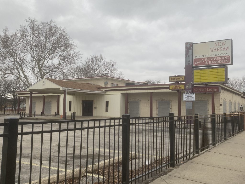 The shuttered New Warsaw Restaurant &amp; Banquets.