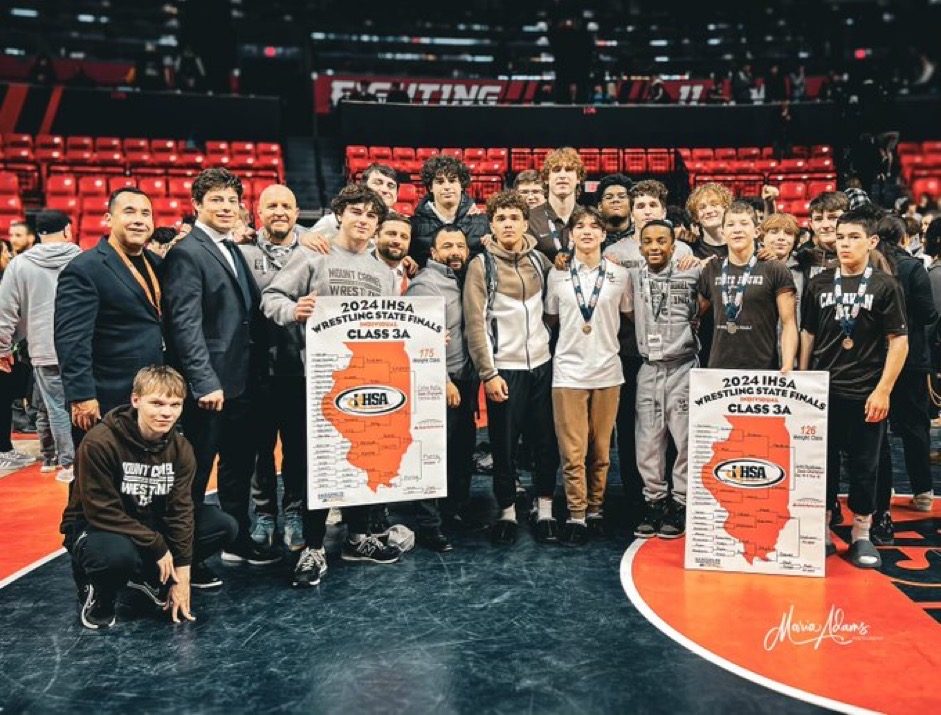 Mount Carmel wrestlers thrived at the individual state wrestling event in Champaign. Photo courtesy of Mount Carmel High School