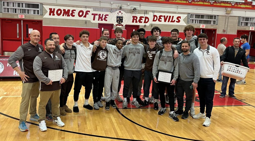 The Mount Carmel wrestling team is sending 13 grapplers to the state tournament. Photo courtesy of Mount Carmel High School