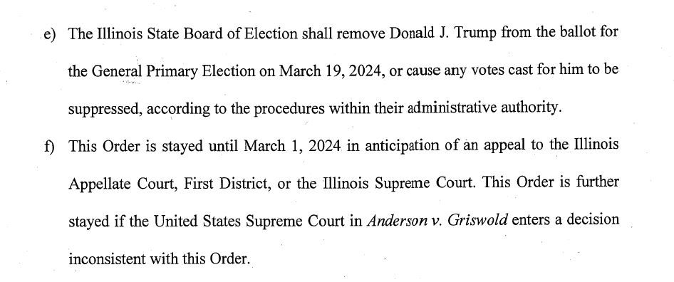 Cook County judge orders Trump removed from GOP ballot but holds decision pending appeal