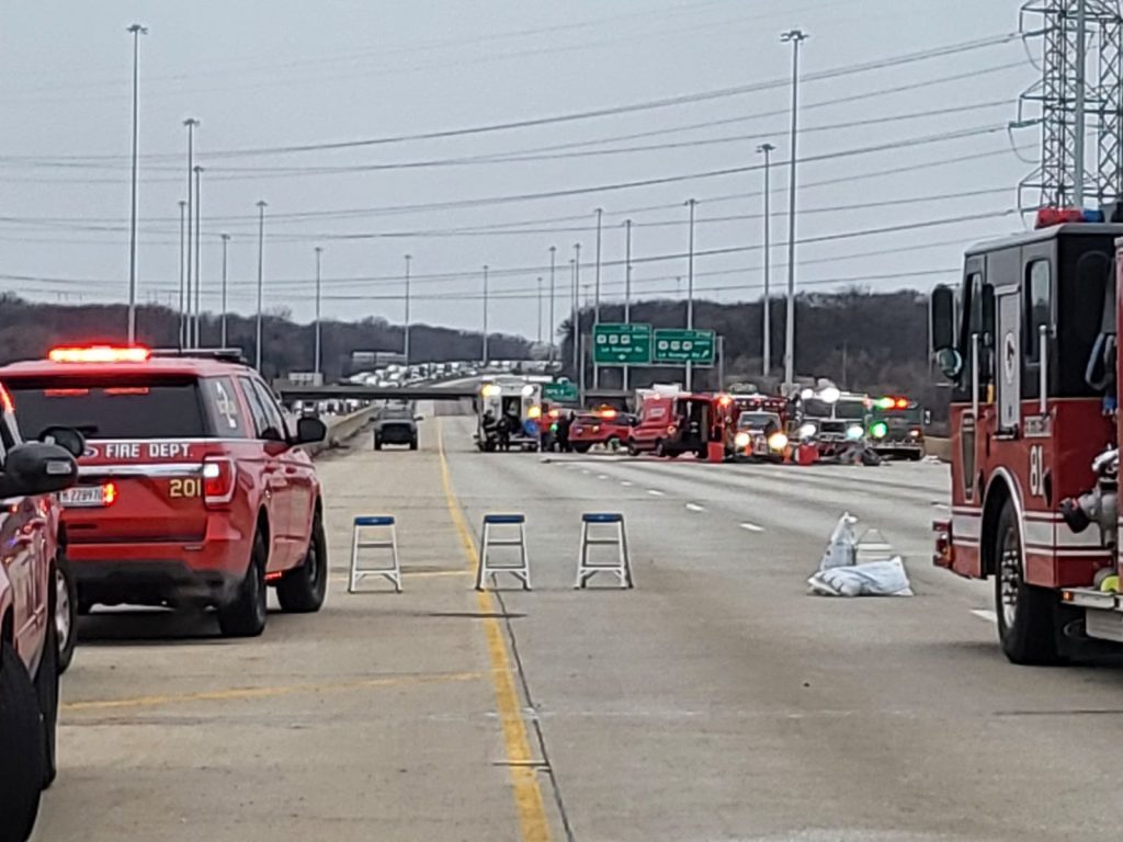 Summit firefighters clean up a chemical spill on Interstate 55 on February 16. (Photo courtesy of Summit Fire Department)