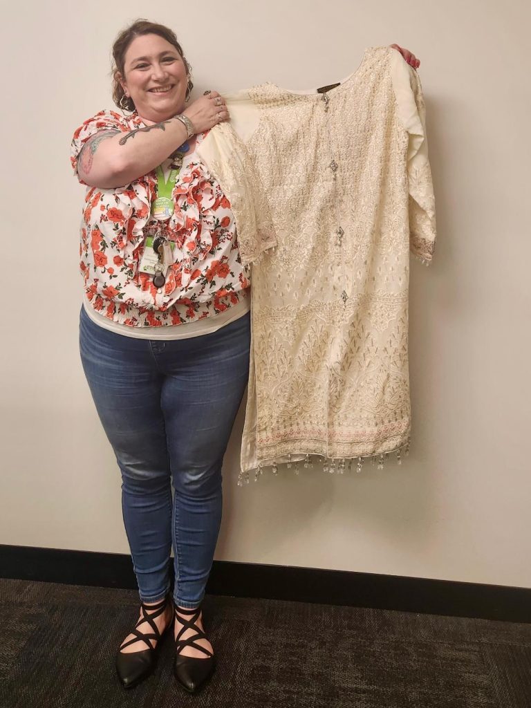 Kris Sumner, Youth Programming Librarian at Green Hills Public Library, is responsible for organizing the Eid Clothing Bazaar at the library, 10331 Interlochen Dr., Palos Hills. (Supplied photos)