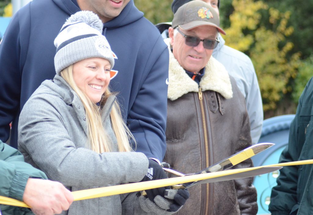 Kendall Coyne Schofield, shown cutting a ribbon at a park named after her in 2022, is the voice of a character in a Disney/Pixar movie. Photo by Jeff Vorva
