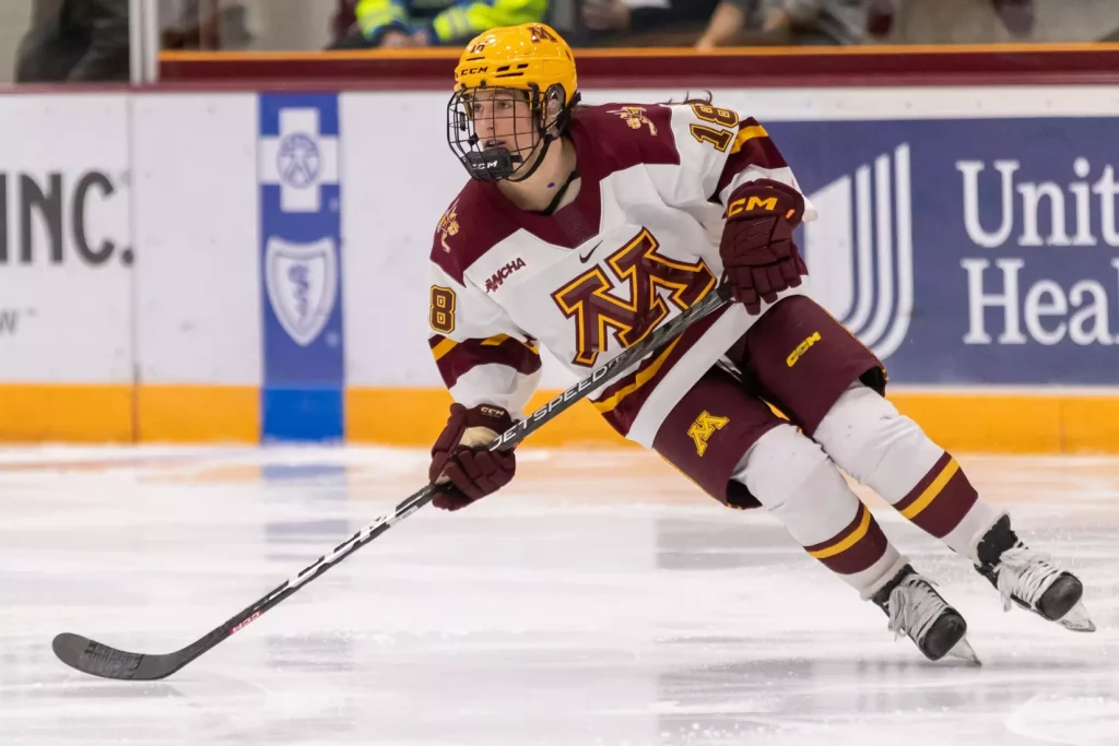Abbey Murphy, an Evergreen Park resident who plays at Minnesota, is the top goal-scorer in NCAA DI women’s hockey. Photo Courtesy of University of Minnesota Athletics