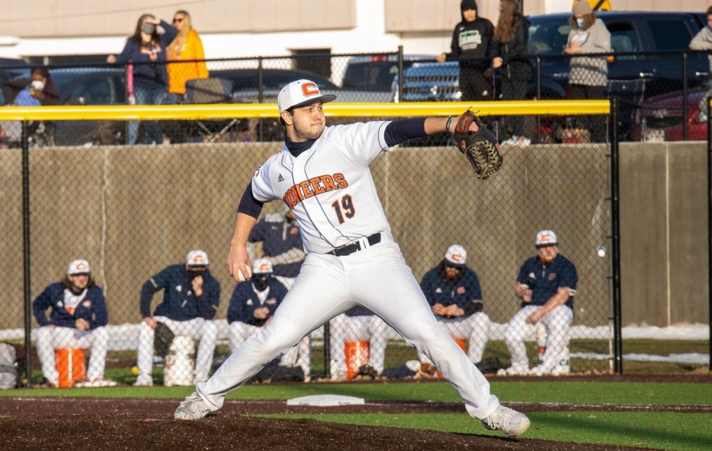 Brett Buzzelli, a St. Laurence graduate who pitches at Carroll University in Wisconsin, was named the College Conference of Illinois and Wisconsin’s Pitcher of the Week for April 8. Photo courtesy of Carroll University