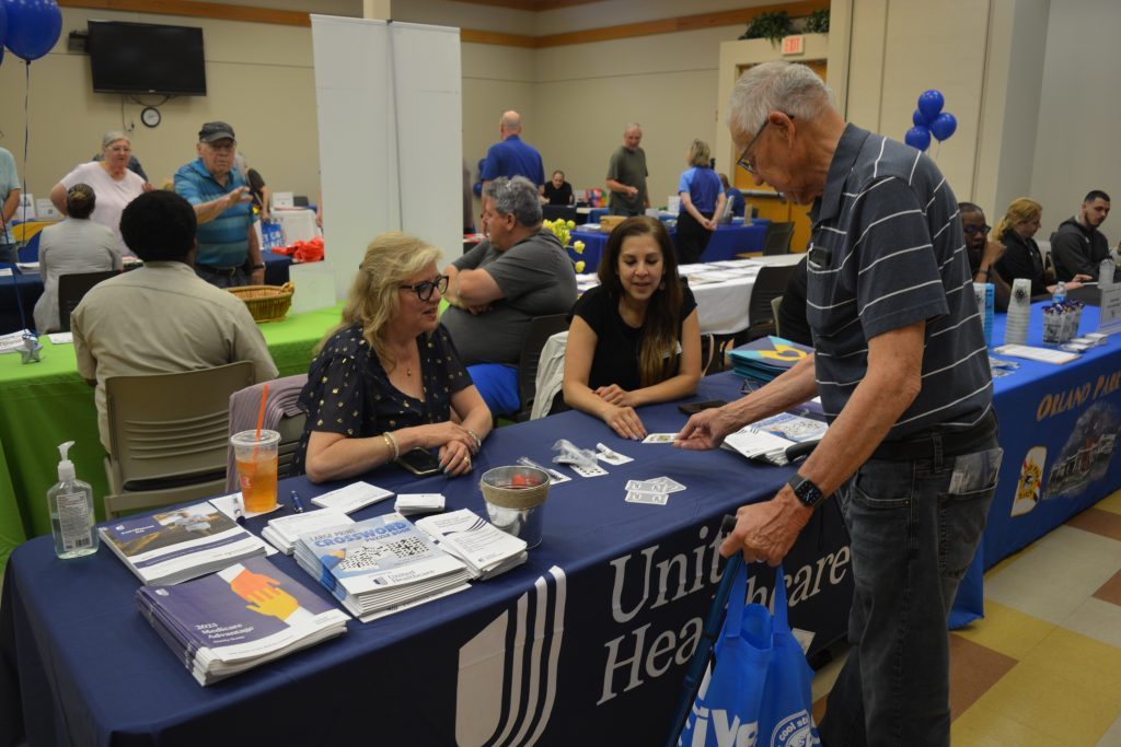United Healthcare speaks with an Orland Township resident at the 2023 Senior Health Fair. (Supplied photo)