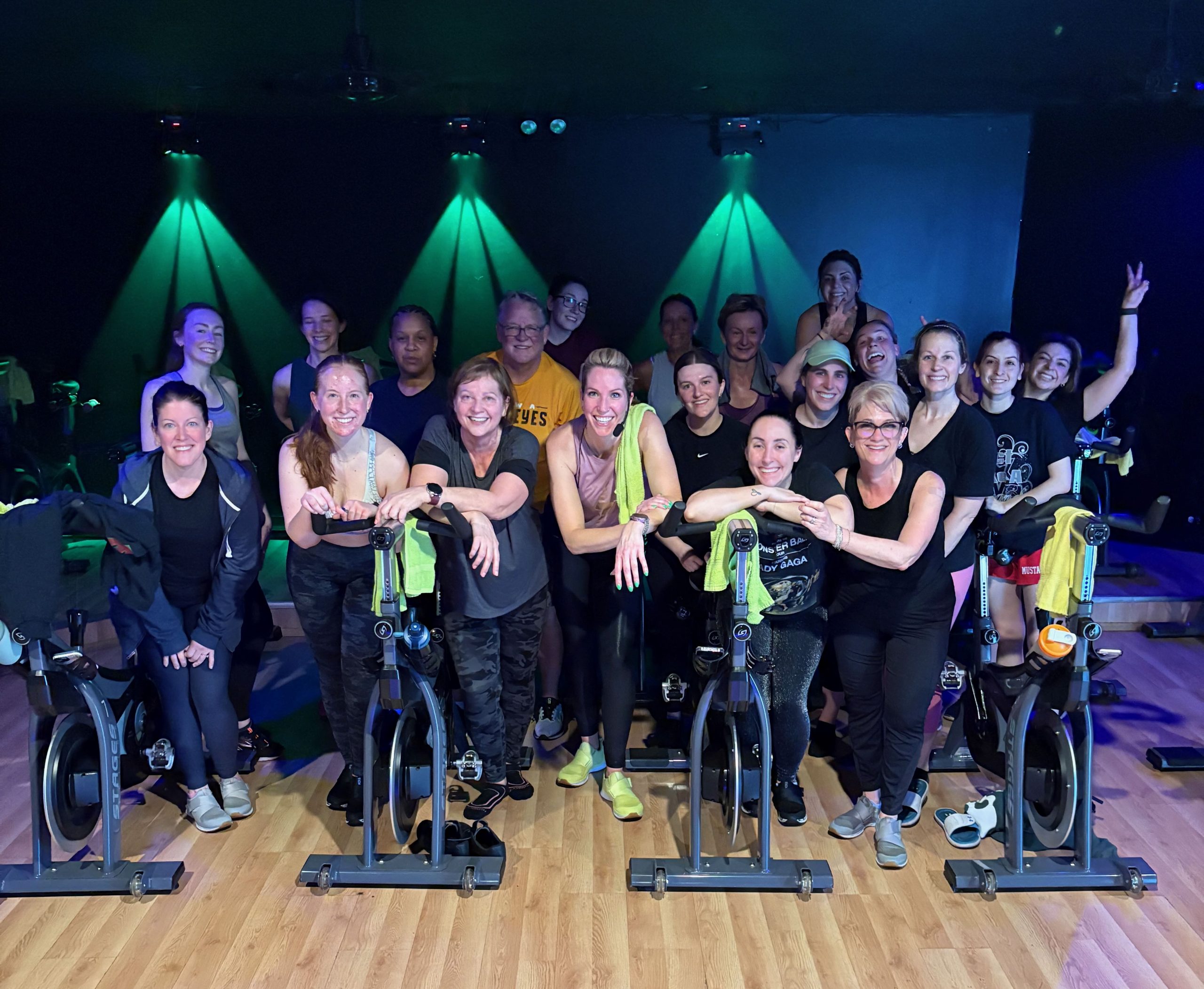 Riders pedal in sync at Heights Cycle in Palos Heights, celebrating four years of community, movement, and motivation.
